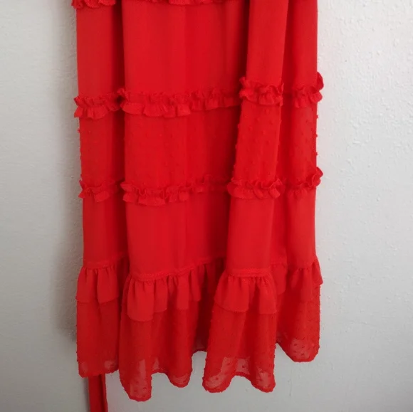 Alexis X Target Elegant Orange Angel Sleeved Tiered Ruffle Dress Size XXS - Picture 16 of 16